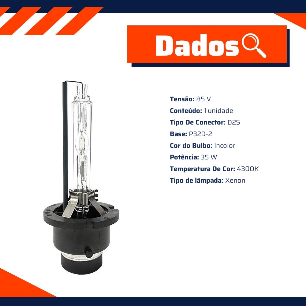Lâmpada Xenon D2S 85V 35W C1 P32D-2 - Gauss - GL146D2S