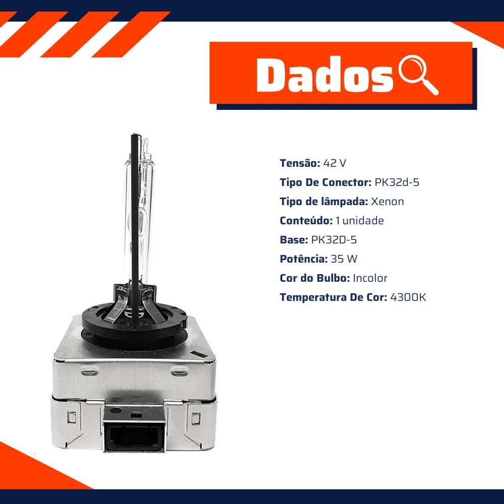 Lâmpada Xenon 42V 35W para Audi A7 e Land Rover Discovery 4 - Gauss - GL147D3S