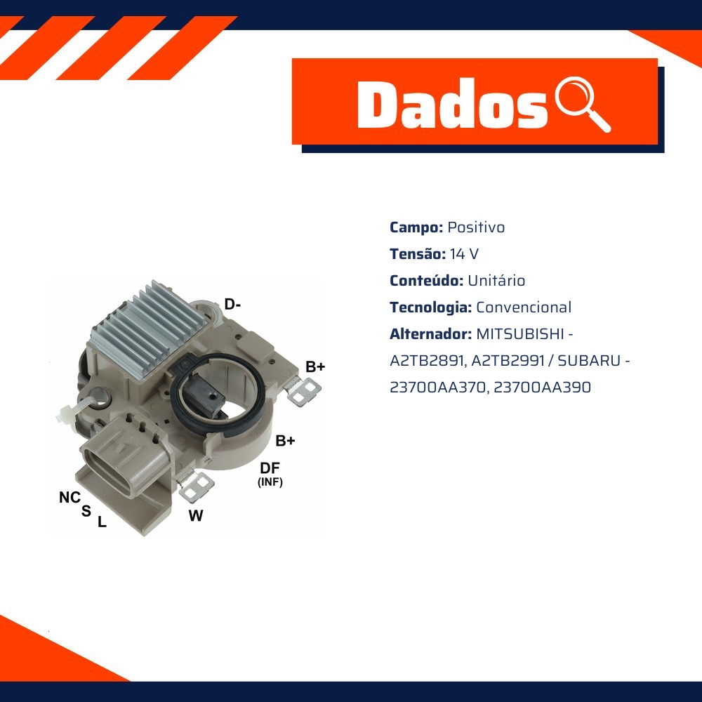 Regulador de Voltagem 14V para Subaru Forester e Legacy - Gauss - GA779