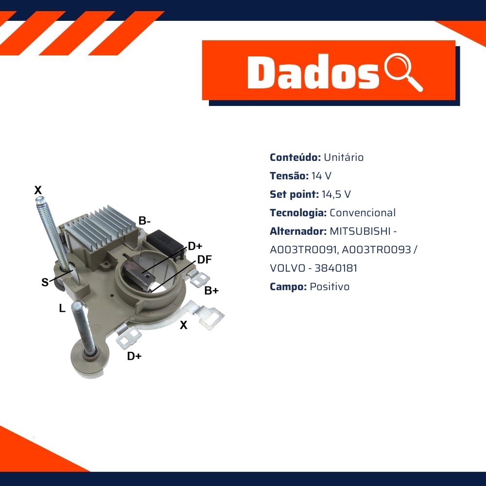 Regulador de Voltagem 14V para Volvo FM 500 - Gauss - GA899