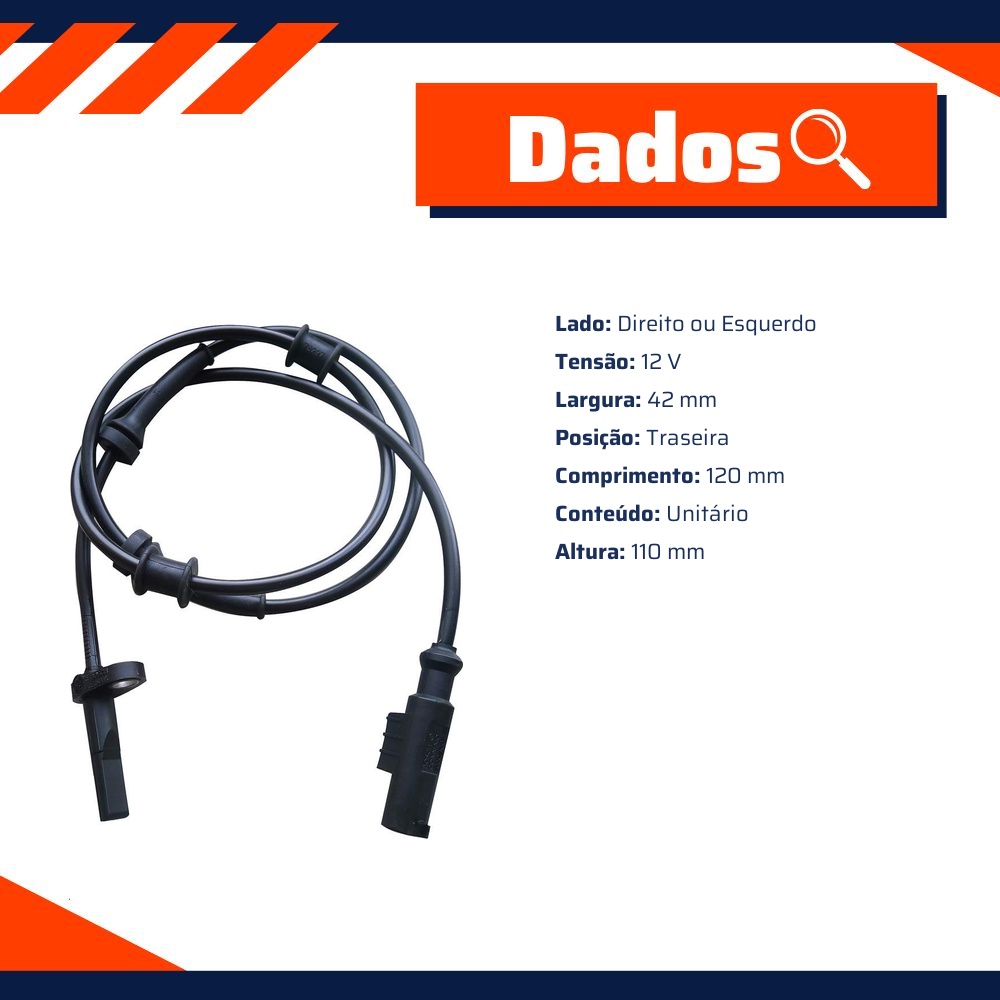 Sensor ABS Traseiro Direito ou Esquerdo para Fiat Ducato e Peugeot Boxer - Gauss - GS2166