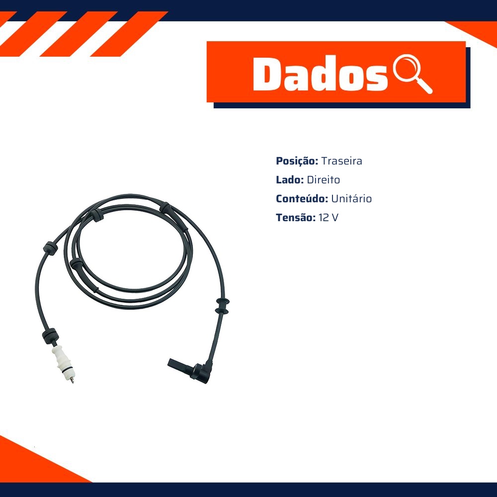 Sensor ABS Traseiro Direito para Fiat Strada - Gauss - GS2168