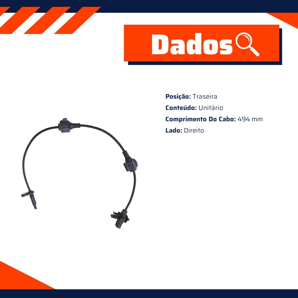 Sensor ABS Traseiro Direito para Honda CR-V - Gauss - GS2255