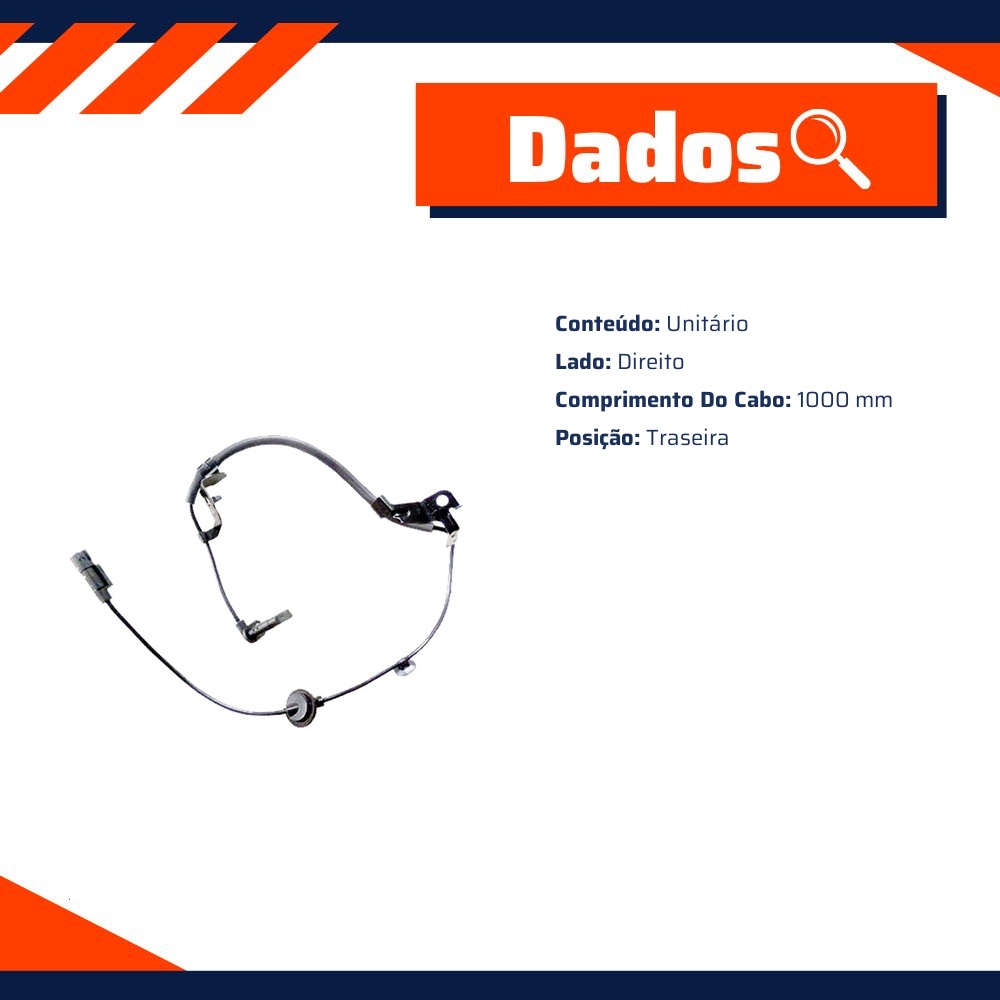 Sensor ABS Traseiro Direito para Mitsubishi Lancer Sportback e Outlander - Gauss - GS2429