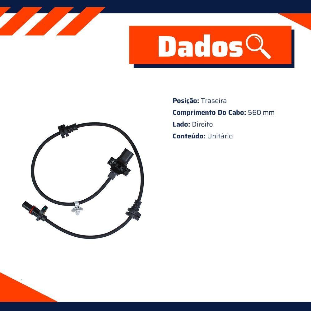 Sensor ABS Traseiro Direito para Honda Civic - Gauss - GS2775