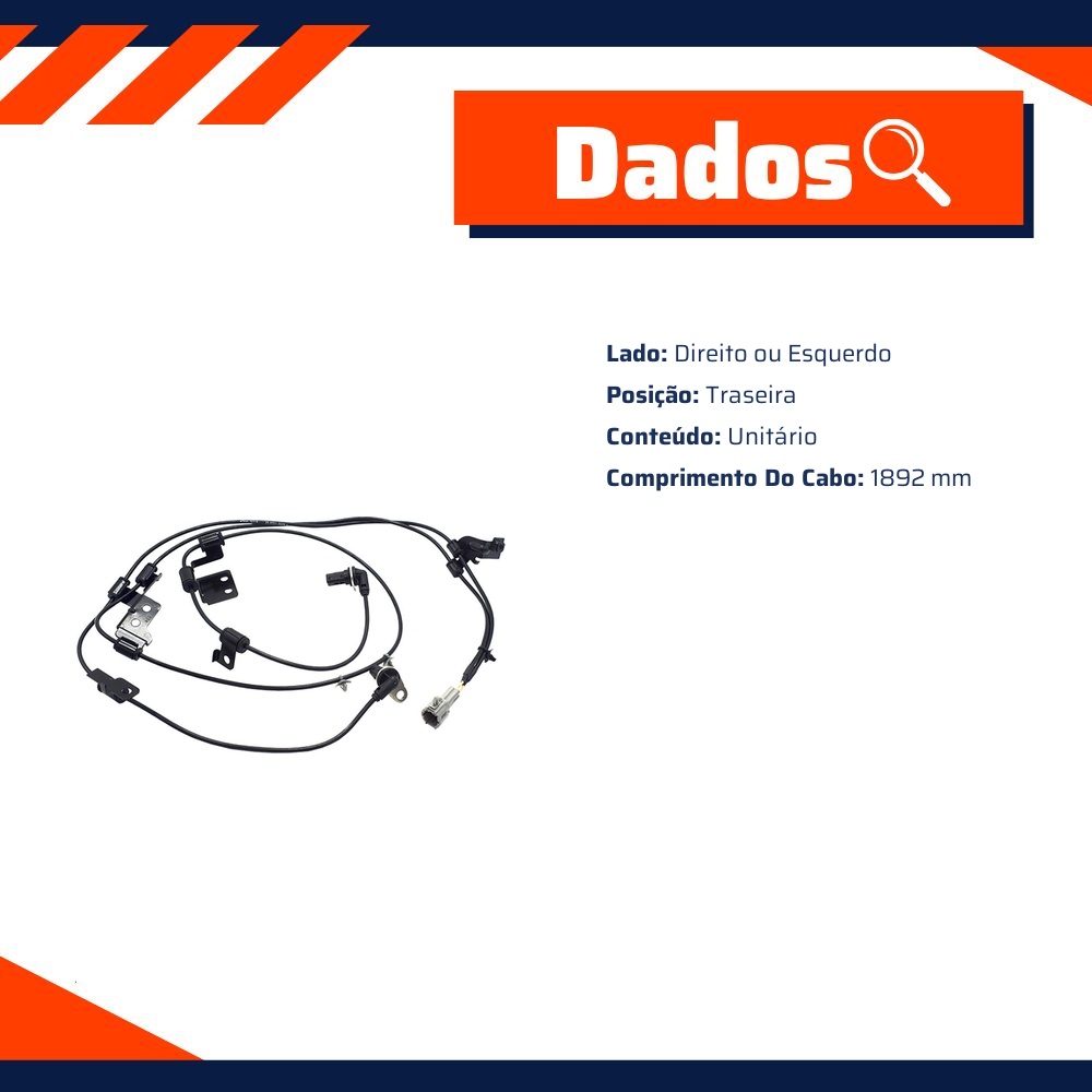 Sensor ABS Traseiro Direito ou Esquerdo para Nissan Frontier e X-TERRA - Gauss - GS2825