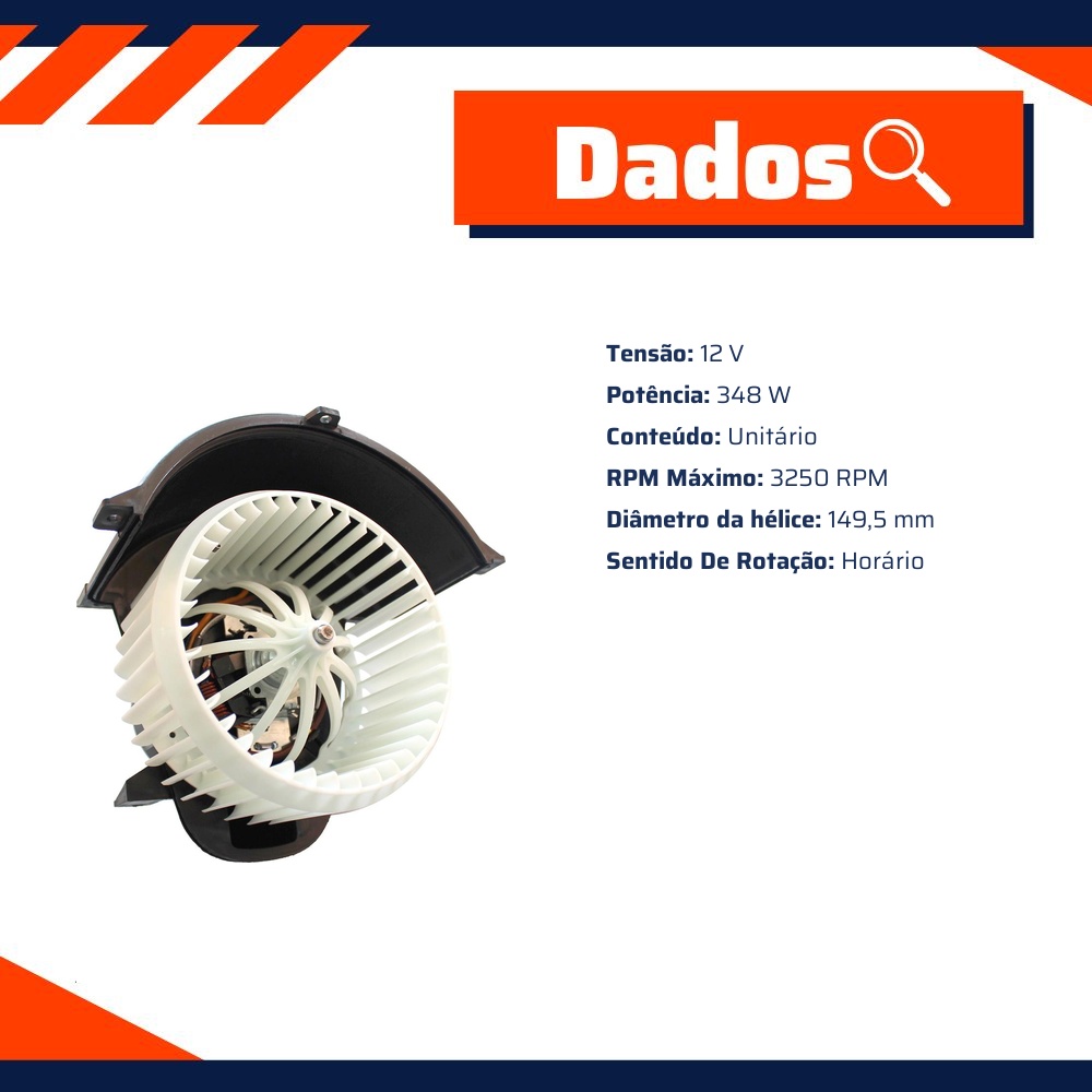 Motor do Ventilador Interno para Volkswagen Amarok - Gauss - GE4012