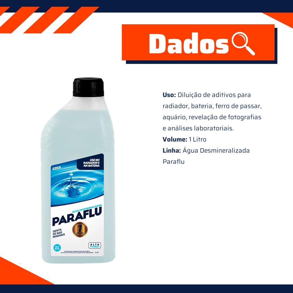 Água Desmineralizada 1 Litro - Paraflu - 10-3031