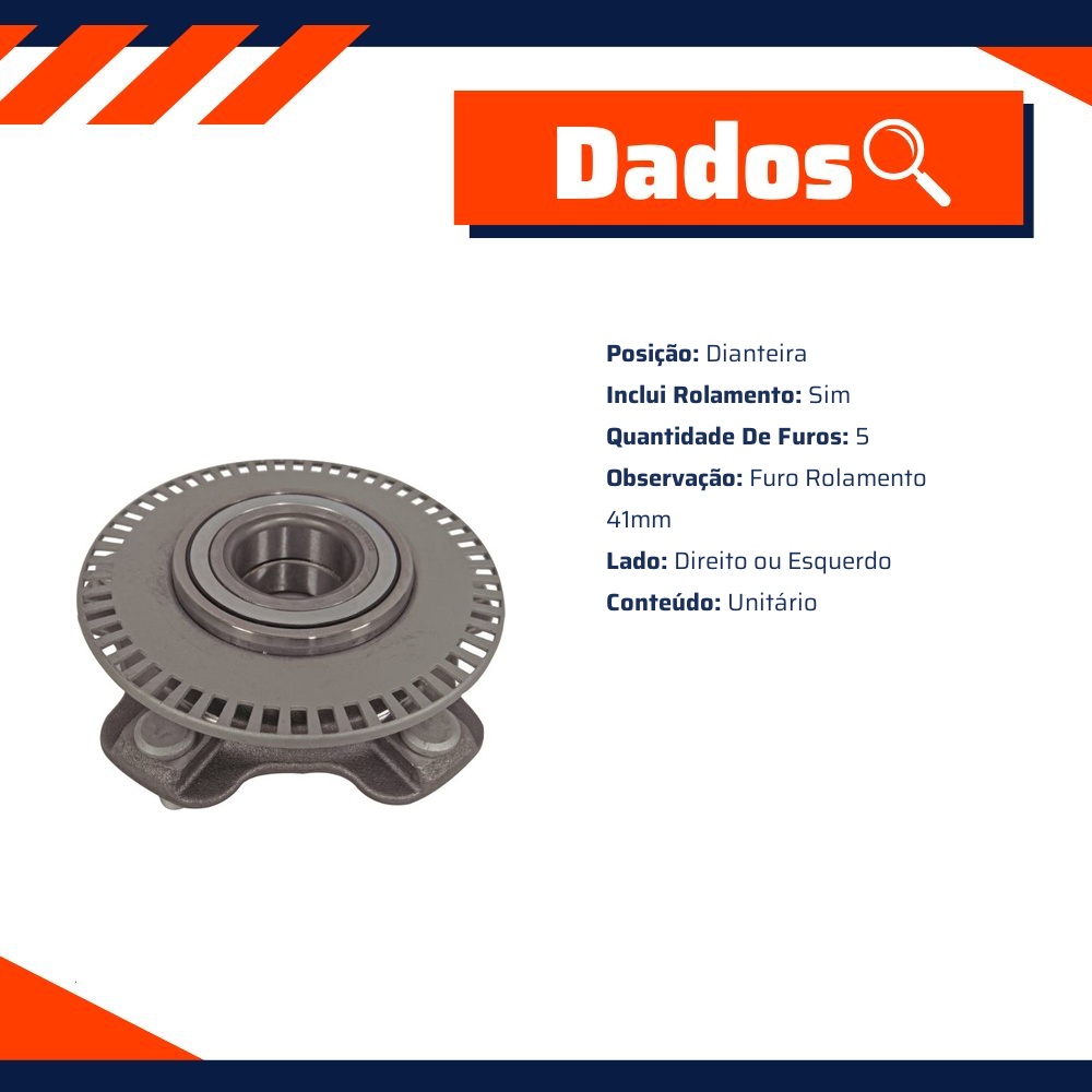 Cubo de Roda Dianteiro Direito ou Esquerdo 5 Furos com Rolamento para Chevrolet Tracker - Cobra Automotiva - CR-737 C