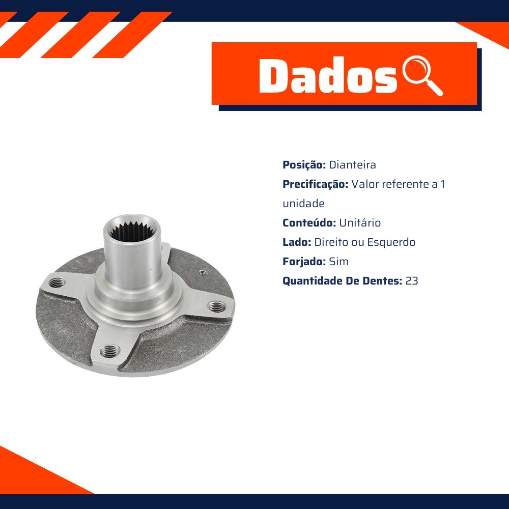 Cubo de Roda Dianteiro Direito ou Esquerdo 23 Dentes - Cobra Automotiva - CR-902 C