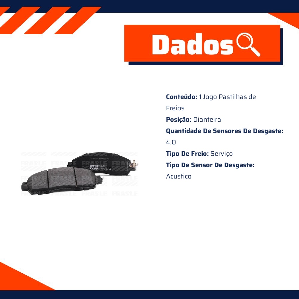 Pastilha de Freio Dianteira para Nissan Frontier - Fras-le - PD/1539