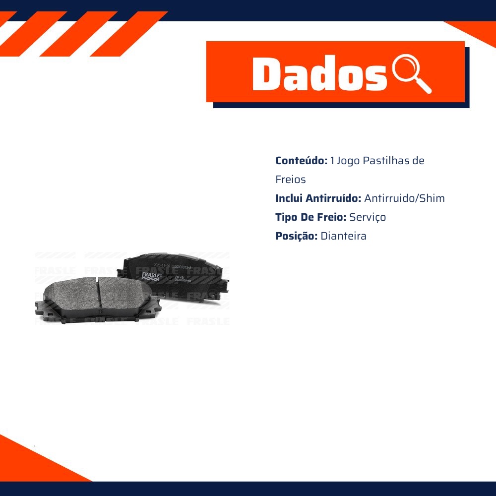 Pastilha de Freio Dianteira para Toyota Prius - Fras-le - PD/621