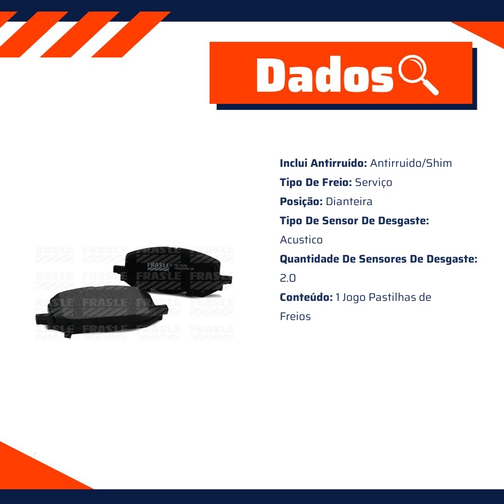 Pastilha de Freio Dianteira para Chevrolet Onix e Onix Plus - Fras-le - PD/1696