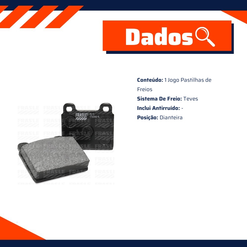 Pastilha de Freio Dianteira para Gurgel Carajas e Volkswagen Kombi - Fras-le - PD/13