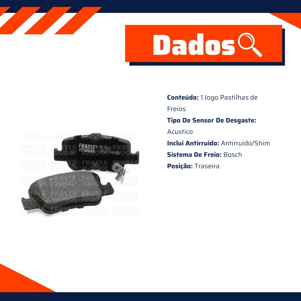 Pastilha de Freio Traseiro para Toyota Corolla - Fras-le - PD/689