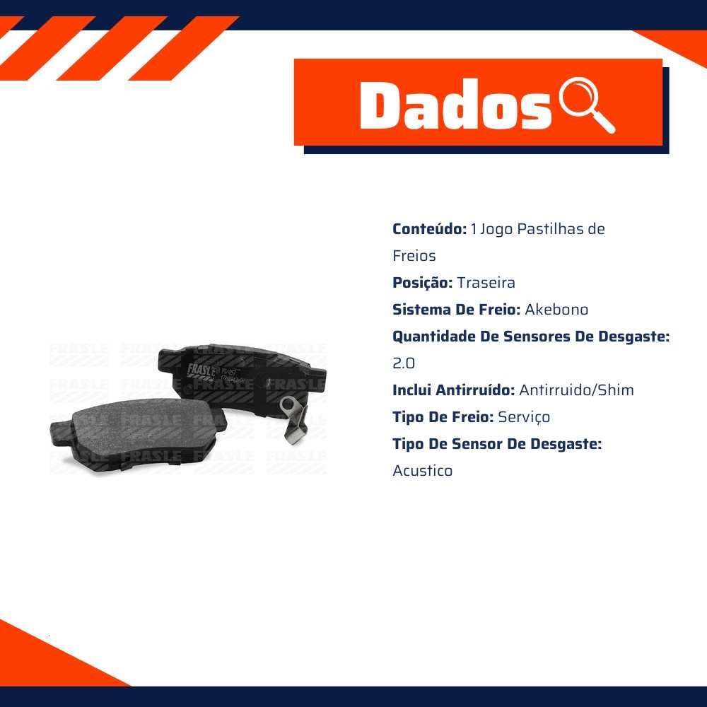 Pastilha de Freio Traseiro para Honda City e FIT - Fras-le - PD/457