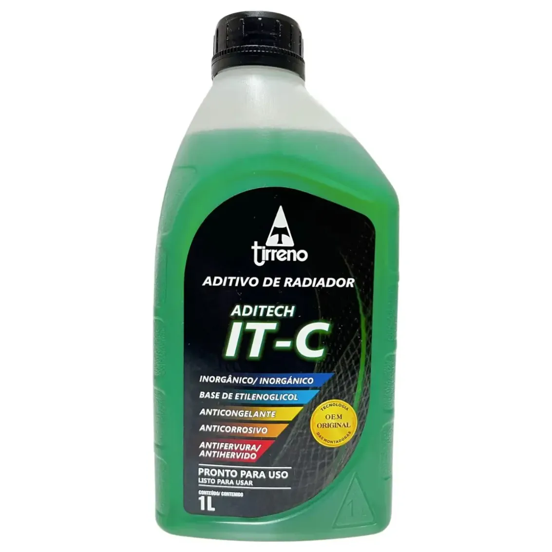 Aditivo para Radiador Verde Tirreno Aditech IT-C Inorgânico Pronto para Uso 1 Litro - Tirreno - FLU/DS/308FU1