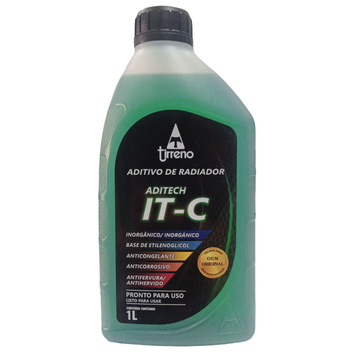 Aditivo para Radiador Verde Tirreno Aditech IT-C Inorgânico Pronto para Uso 1 Litro - Tirreno - FLU/DS/308FU1