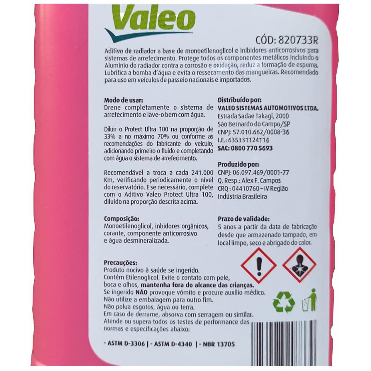 Aditivo para Radiador Protect Ultra Orgânico Concentrado Rosa 1 Litro - Valeo - 820733R