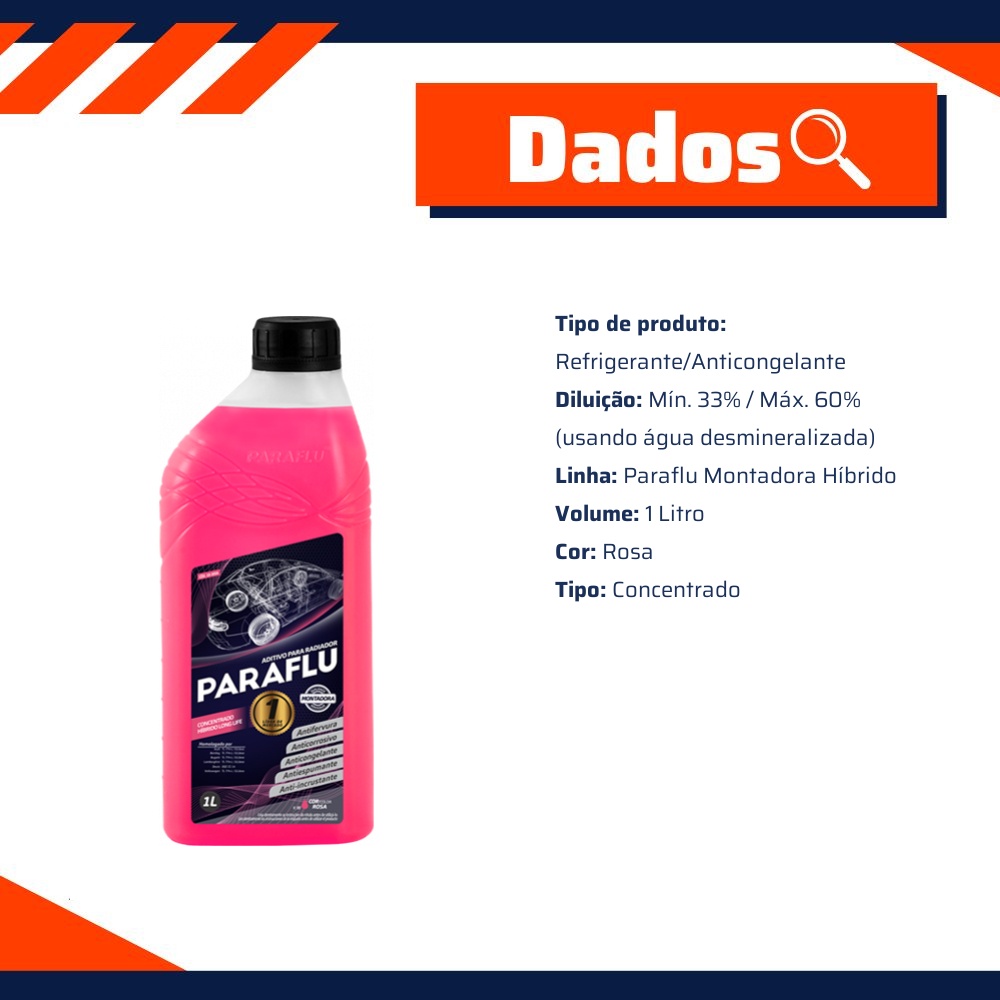 Aditivo para Radiador Rosa Paraflu Montadora Híbrido Concentrado 1 Litro - Paraflu - 10-3056