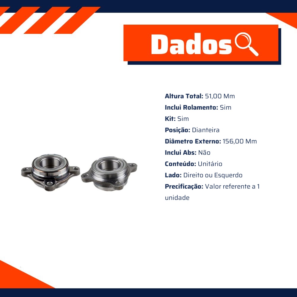 Cubo de Roda Dianteiro com Rolamento sem ABS para Toyota Hilux e Hilux SW4 - Fremax - FWB0787KT
