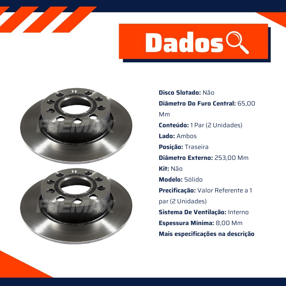 Par de Discos de Freio Sólido Traseiro - Fremax - BD5640