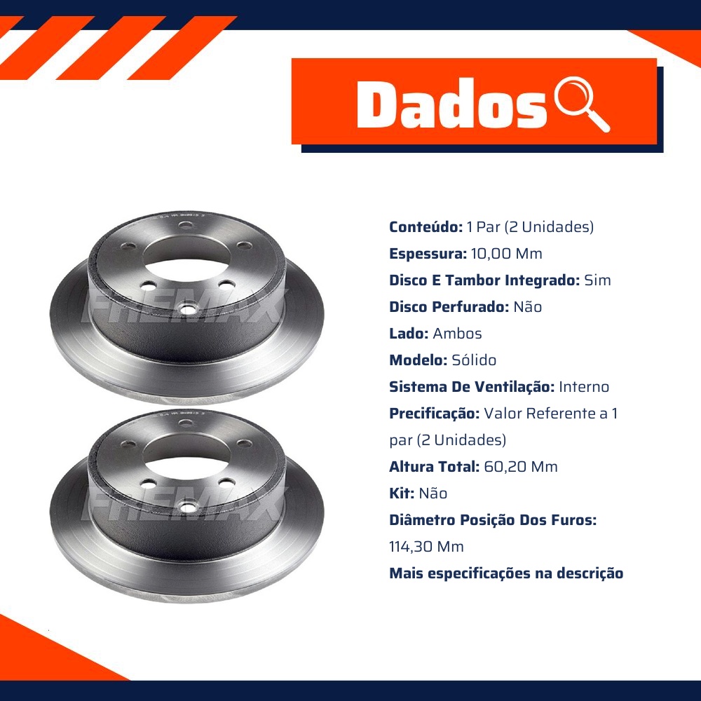 Par de Discos de Freio Sólido Traseiro - Fremax - BD5086