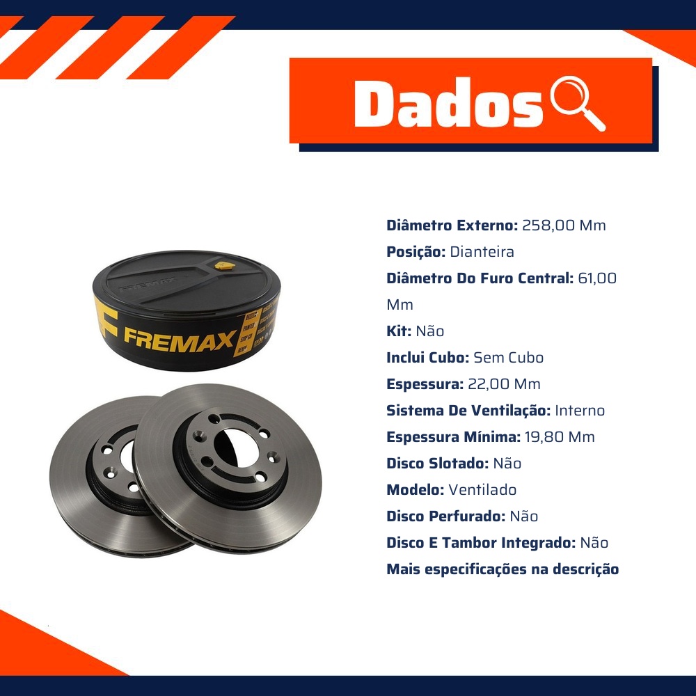 Par de Discos de Freio Ventilado Dianteiro - Fremax - BD3108