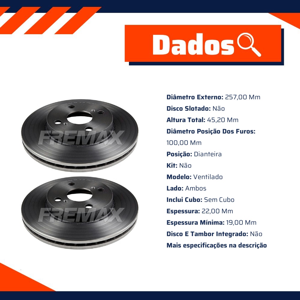 Par de Discos de Freio Ventilado Dianteiro - Fremax - BD2120