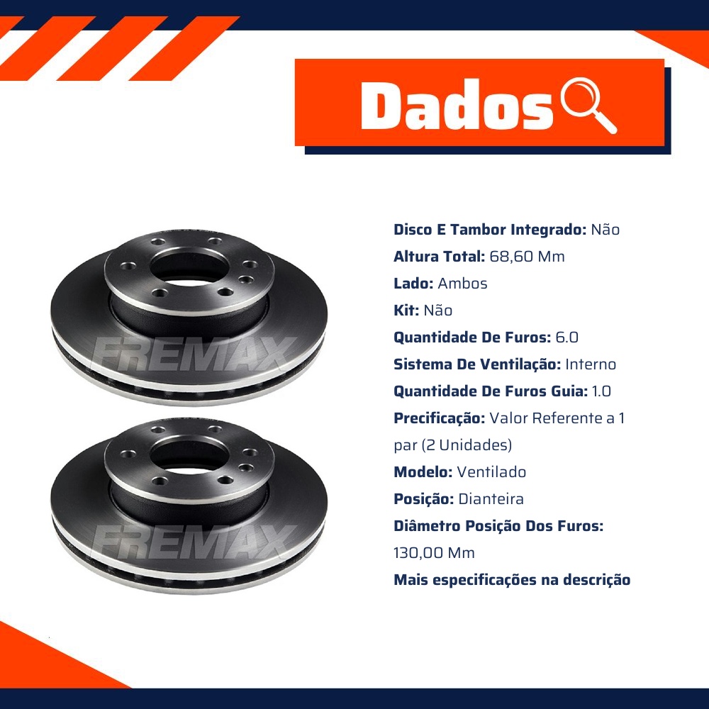 Par de Discos de Freio Ventilado Dianteiro - Fremax - BD0190