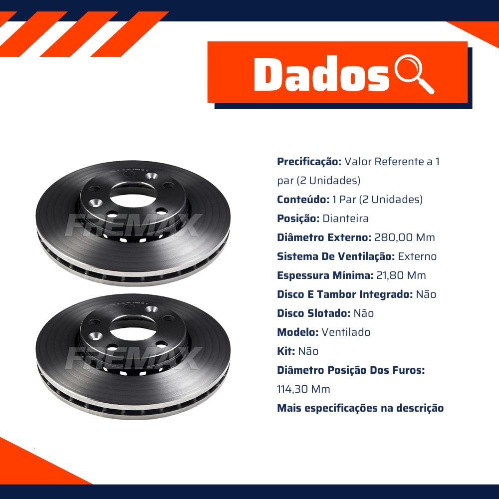 Par de Discos de Freio Ventilado Dianteiro - Fremax - BD4022