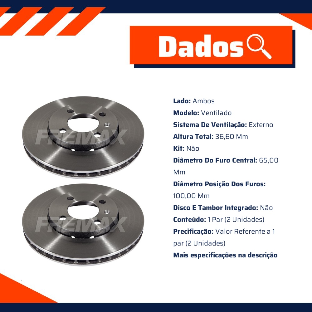 Par de Discos de Freio Ventilado Dianteiro - Fremax - BD9614