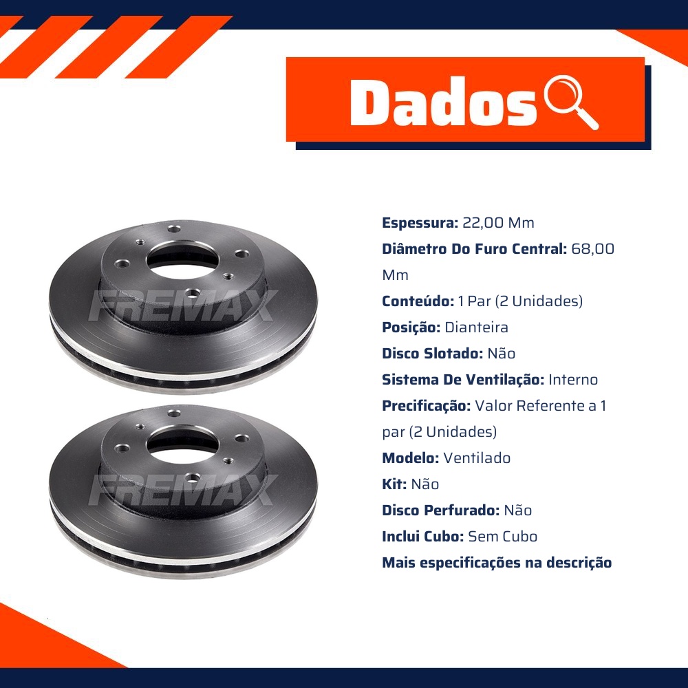Par de Discos de Freio Ventilado Dianteiro - Fremax - BD7101