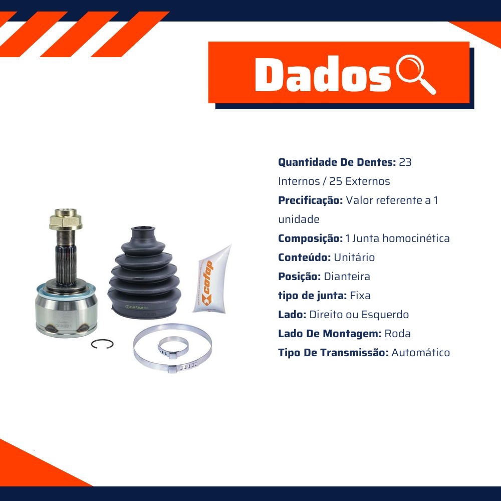 Junta Homocinética Dianteira Roda Automática para Chevrolet Tracker - Cofap - JHC04131