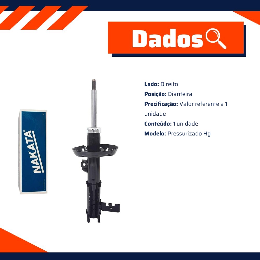 Amortecedor Dianteiro Direito da Suspensão para Chevrolet Equinox - Nakata - HG 41293