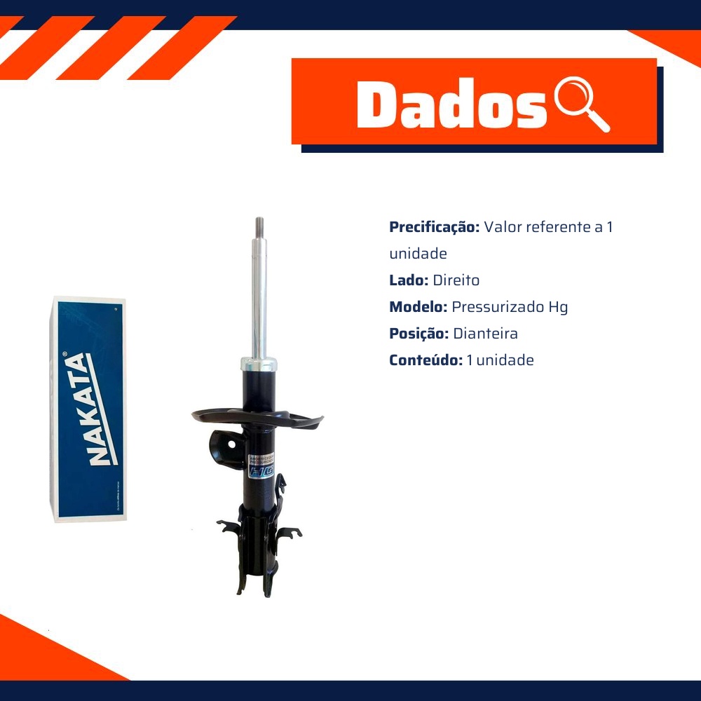 Amortecedor Dianteiro Direito da Suspensão para Nissan Sentra - Nakata - HG 41213