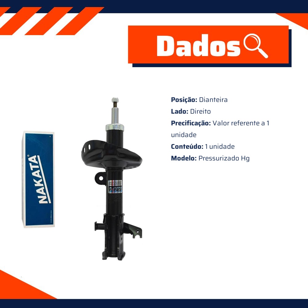 Amortecedor Dianteiro Direito da Suspensão para Honda CR-V - Nakata - HG 41073