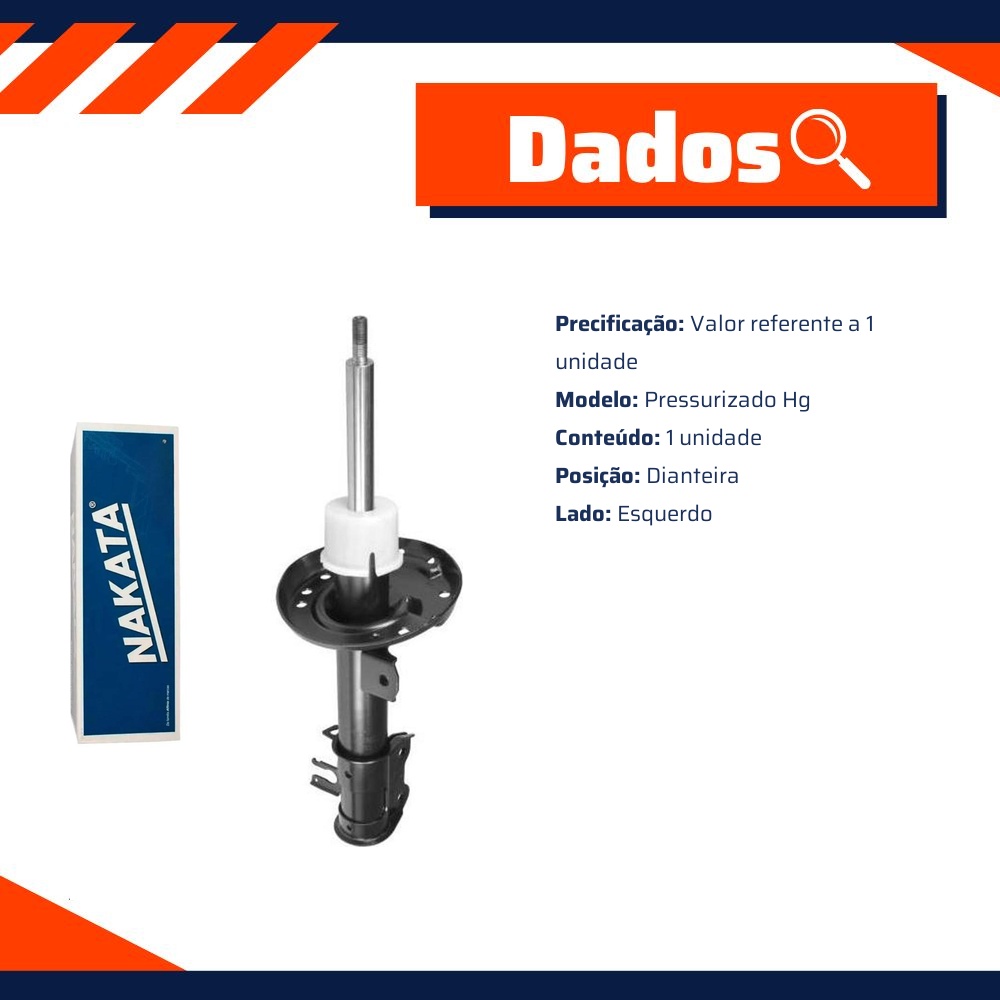 Amortecedor Dianteiro Esquerdo da Suspensão para FIAT Grand Siena e Palio - Nakata - HG 33076
