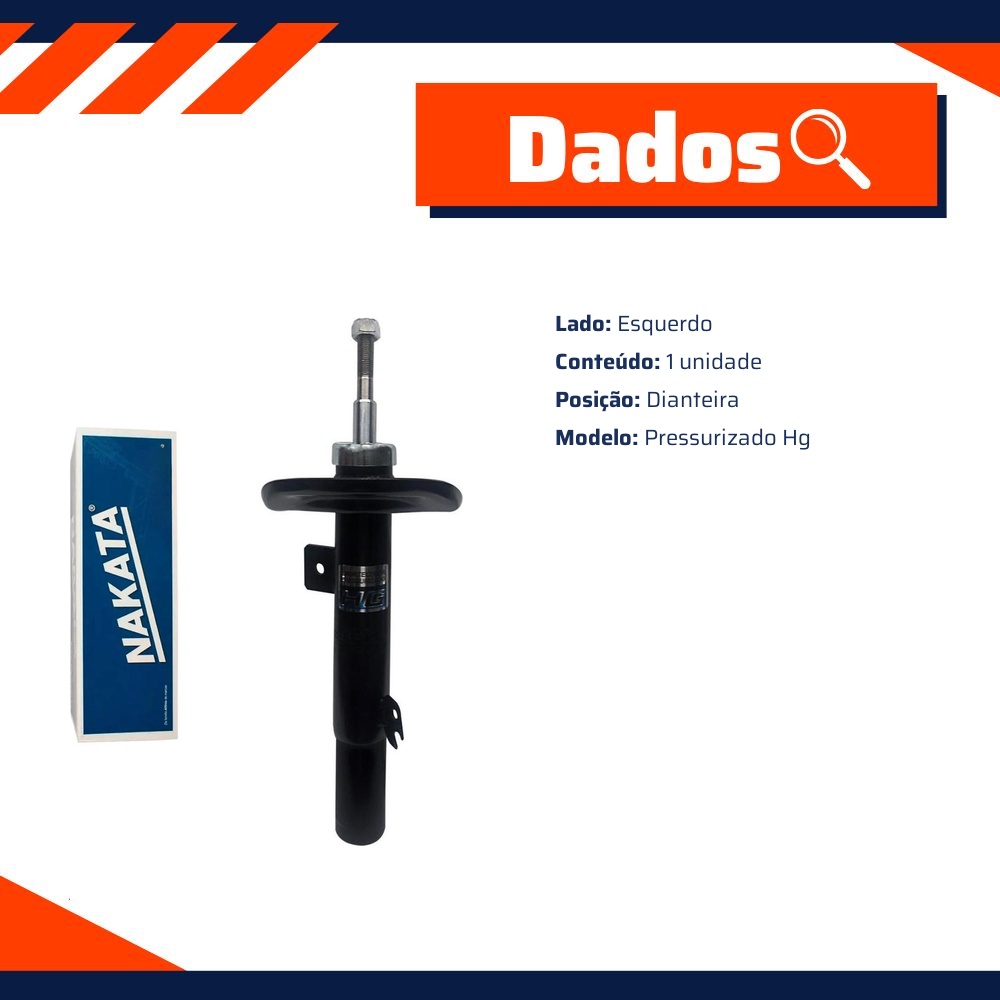 Amortecedor Dianteiro Esquerdo da Suspensão para Peugeot 208 - Nakata - HG 41220
