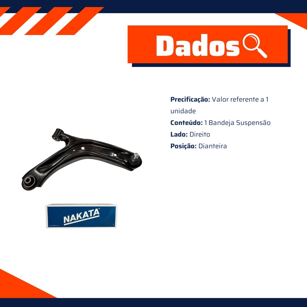 Bandeja de Suspensão Dianteira Direita para Renault Kwid - Nakata - NBJ6014DP