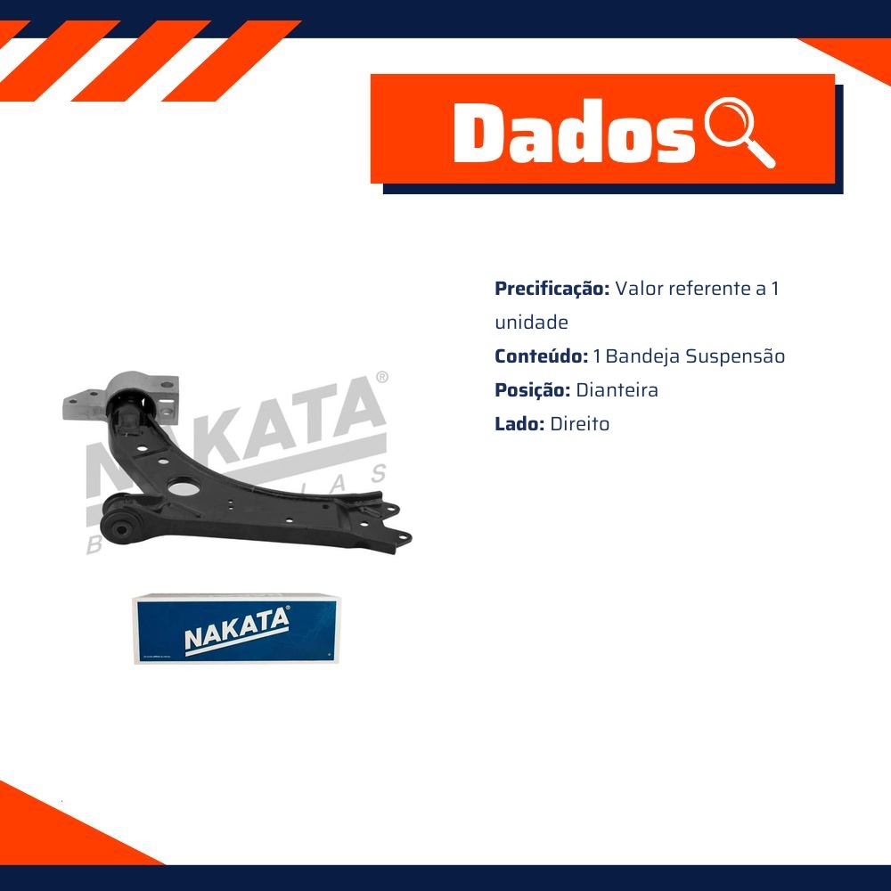 Bandeja de Suspensão Dianteira Direita para Volkswagen Jetta e Jetta Variant - Nakata - NBJ1005D