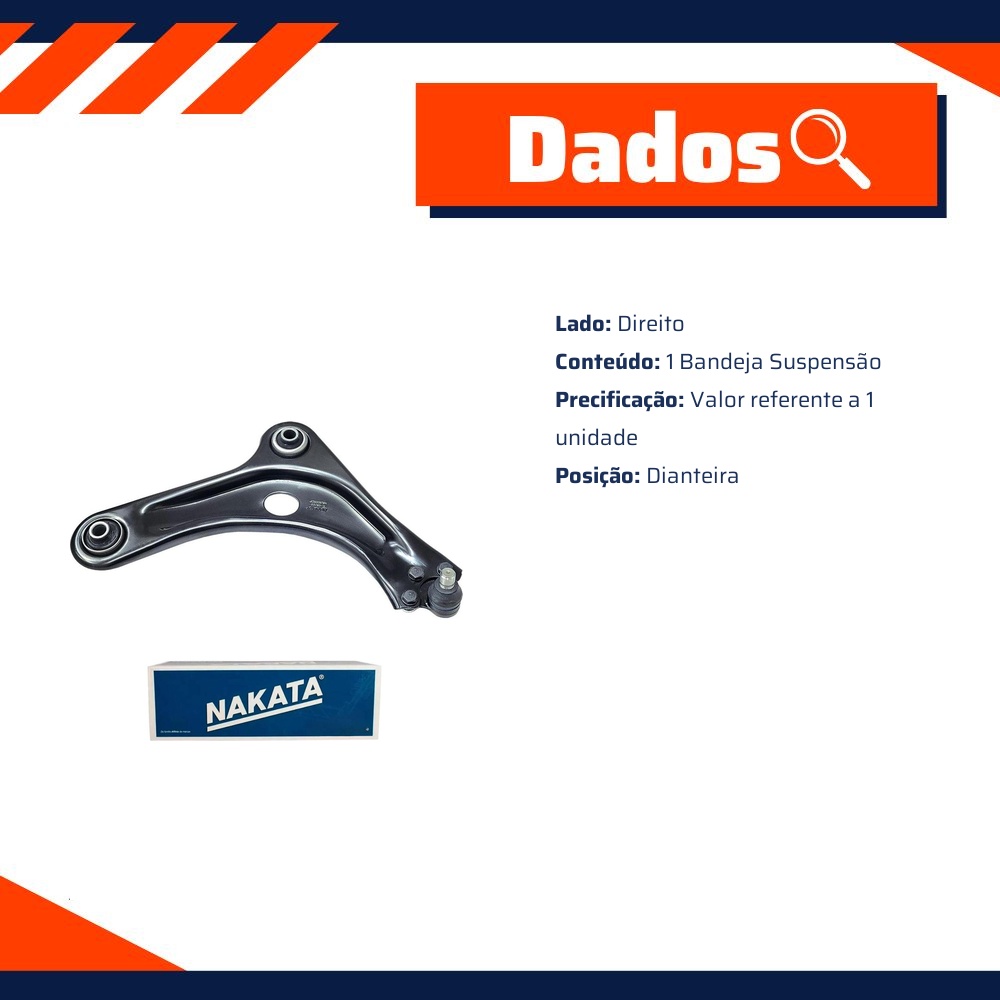 Bandeja de Suspensão Dianteira Direita para Citroen C3 e Peugeot 208 - Nakata - NBJ5005DP