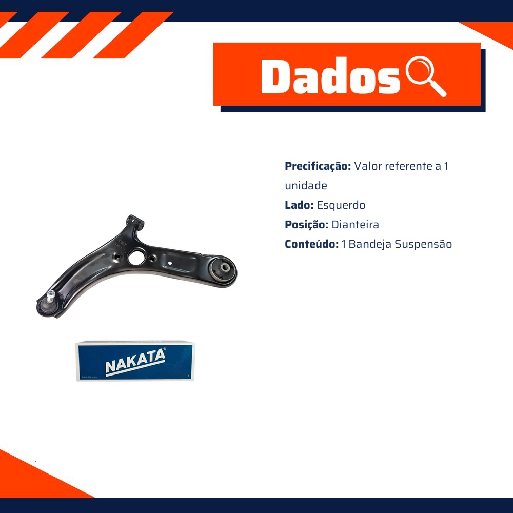 Bandeja de Suspensão Dianteira Esquerda para Hyundai HB20 e HB20S - Nakata - NBJ9004EP
