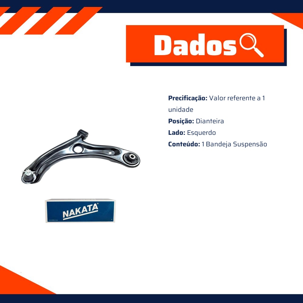 Bandeja de Suspensão Dianteira Esquerda para Honda City e FIT - Nakata - NBJ7015EP