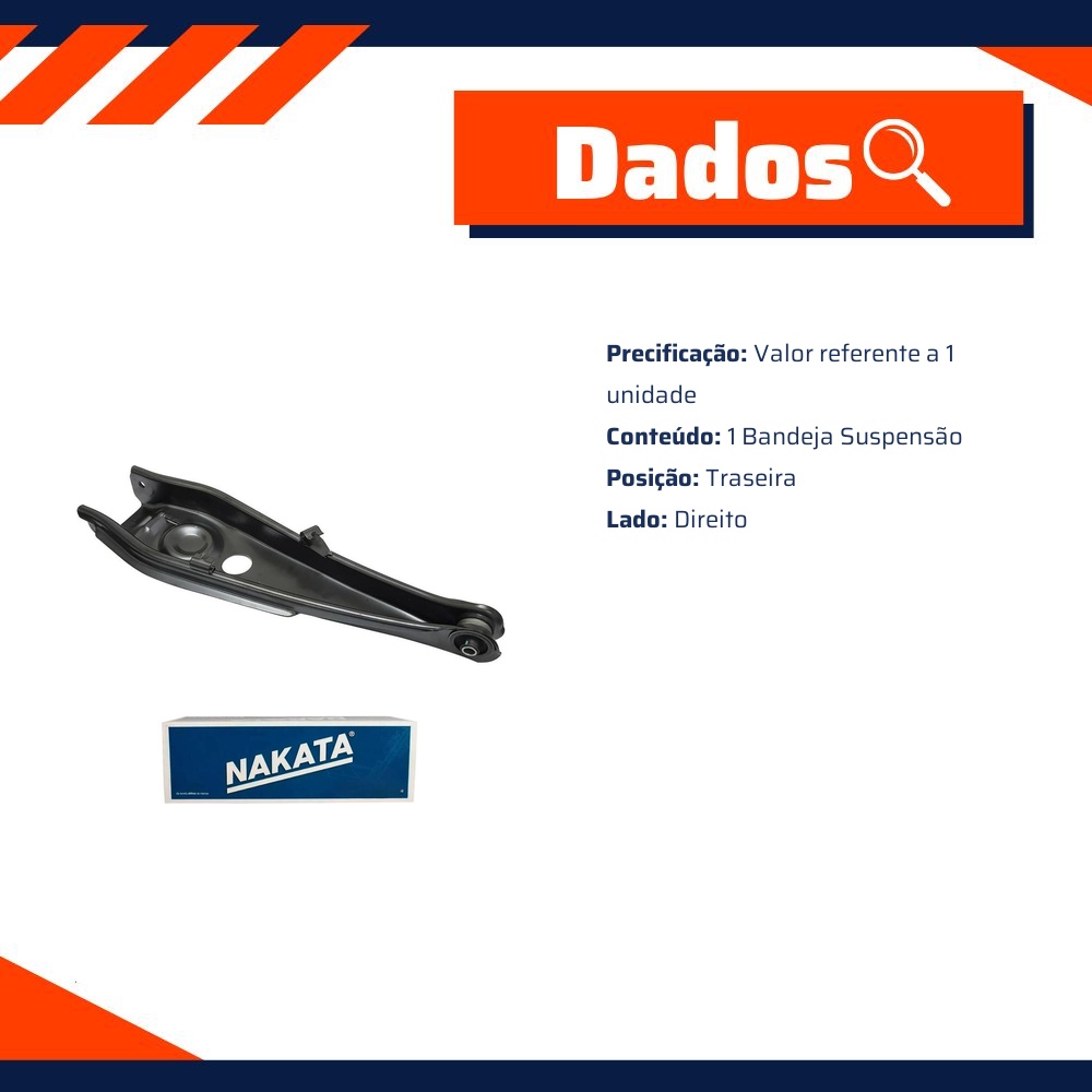 Bandeja de Suspensão Traseiro Direito para Chevrolet Caravan e Opala - Nakata - NBJ3023D