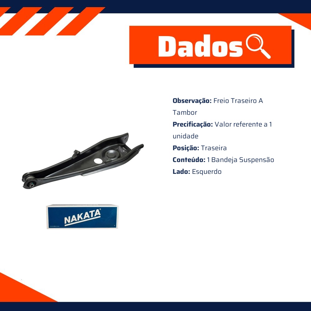 Bandeja de Suspensão Traseiro Esquerdo para Chevrolet Caravan e Opala - Nakata - NBJ3023E