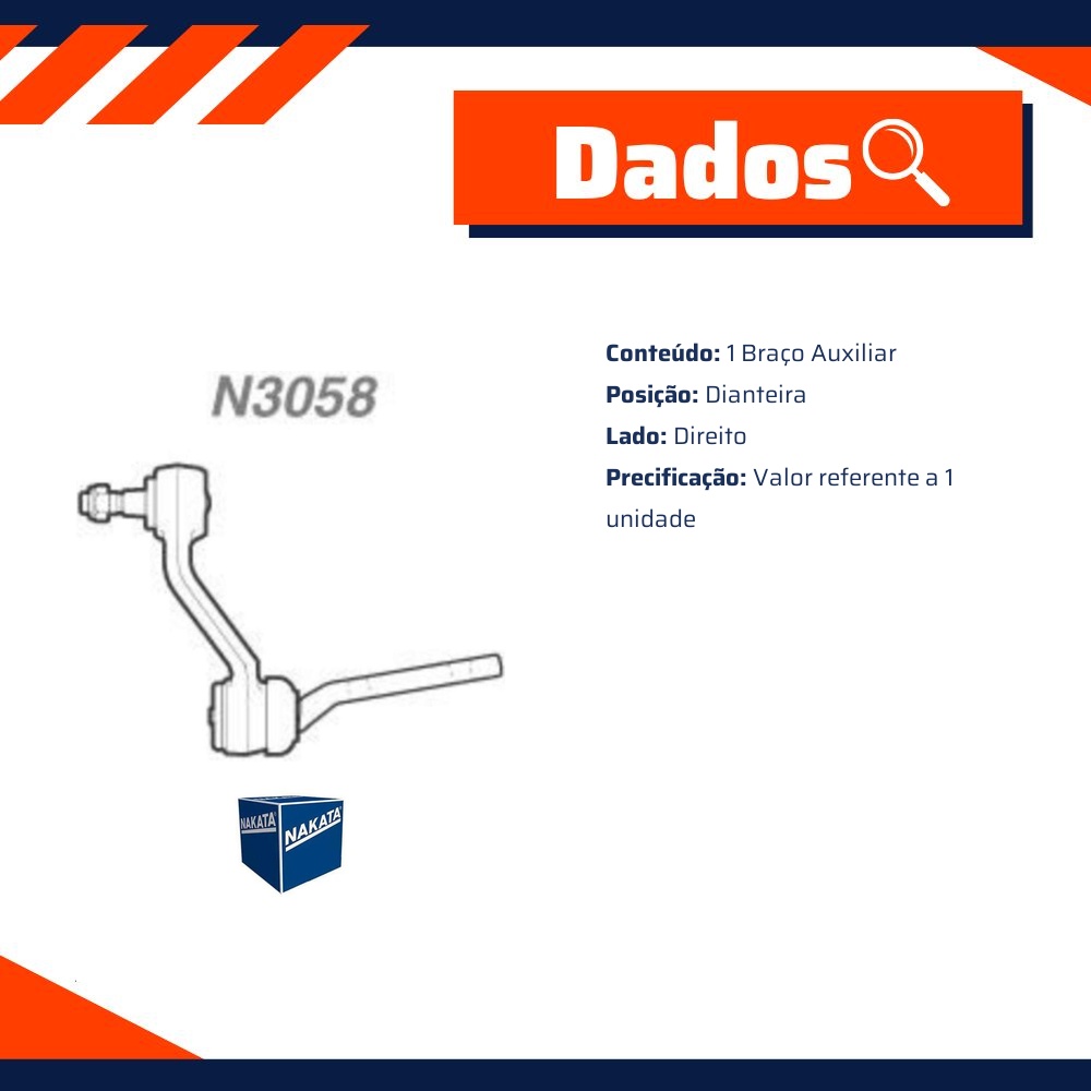 Braço Auxiliar Dianteiro Direito para Chevrolet Blazer e S10 - Nakata - N 3058