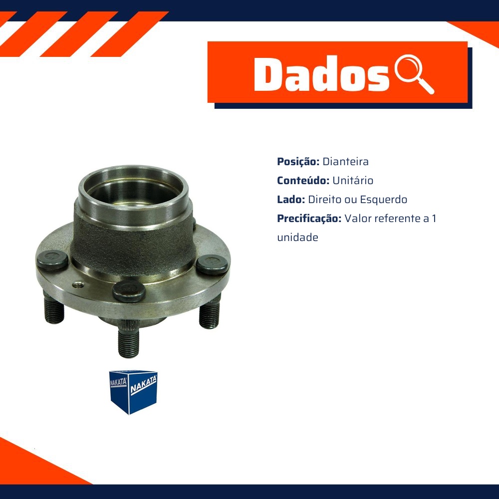 Cubo de Roda Dianteiro Direito ou Esquerdo para Volkswagen Kombi - Nakata - NKF 8030