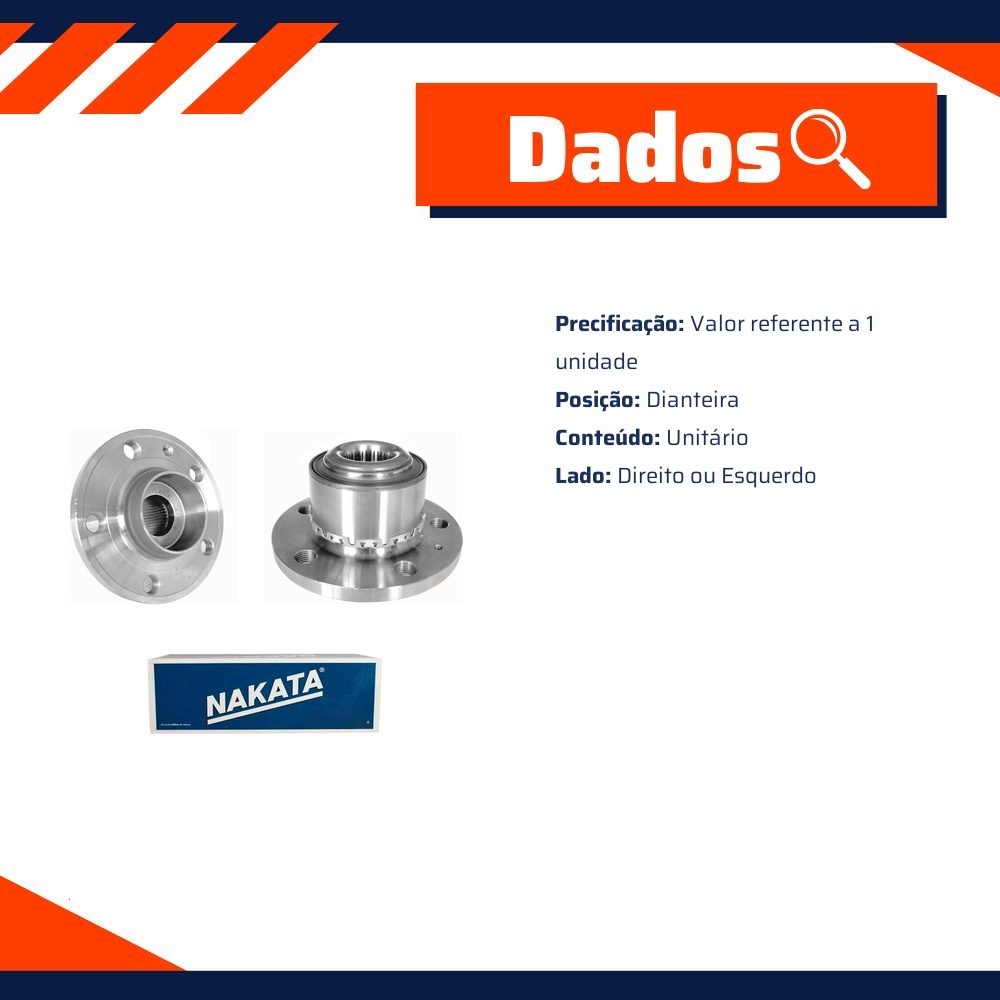 Cubo de Roda Dianteiro Direito ou Esquerdo para Volkswagen Polo e Polo Sedan - Nakata - NKF 8063