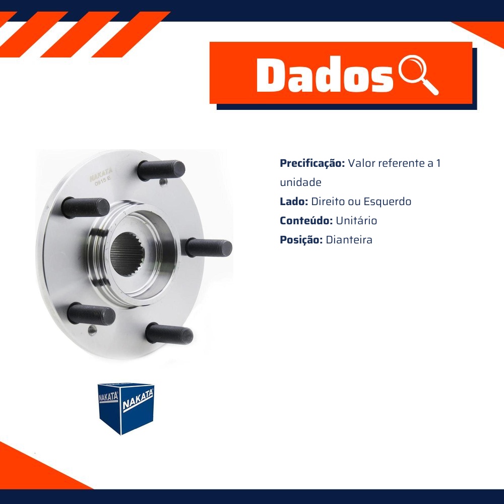 Cubo de Roda Dianteiro Direito ou Esquerdo para Hyundai I30 e I30 CW - Nakata - NKF 8141